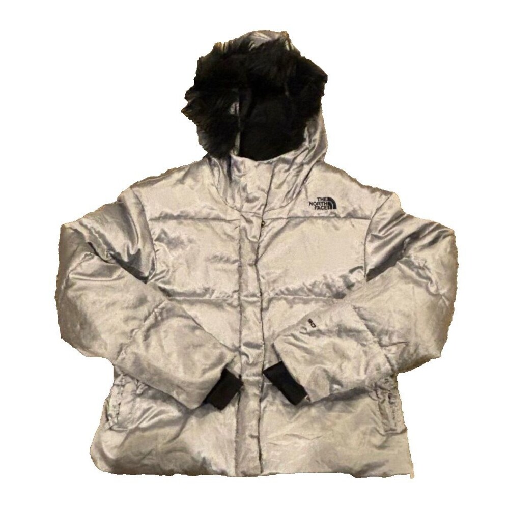 North Face Kids Dealio City Hooded Puffer Down Jacket L 14/16 Grey Metallic